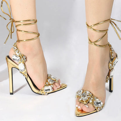 Gilded Glamour Crystal Heels