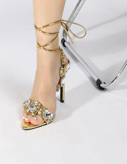 Gilded Glamour Crystal Heels