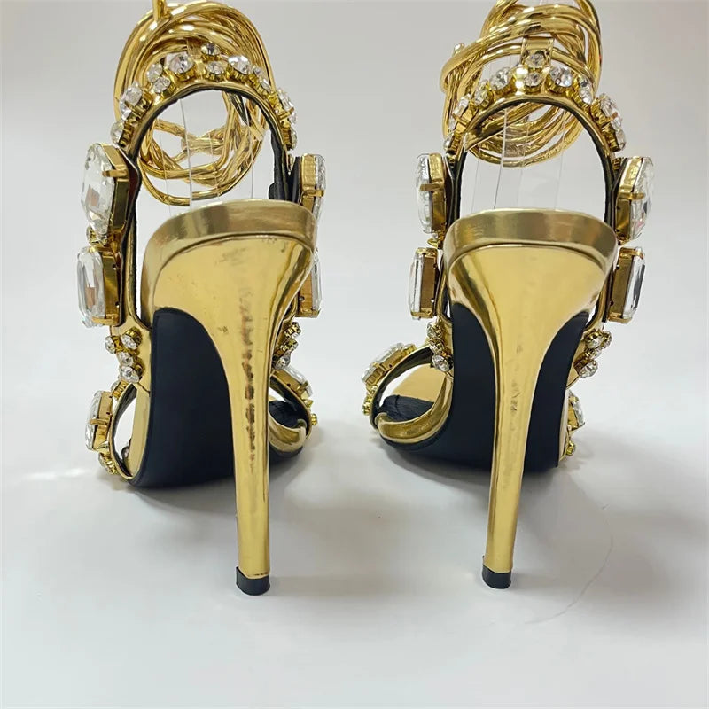 Gilded Glamour Crystal Heels