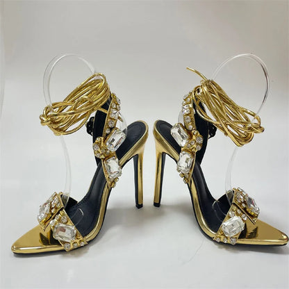 Gilded Glamour Crystal Heels