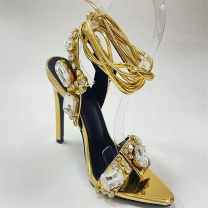 Gilded Glamour Crystal Heels