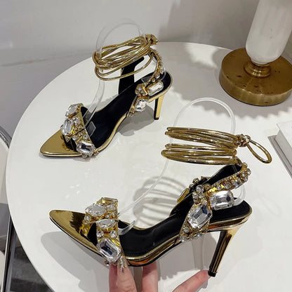 Gilded Glamour Crystal Heels