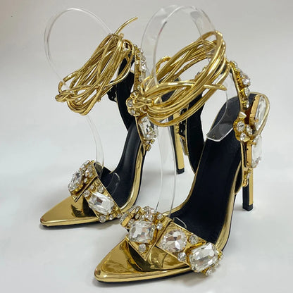 Gilded Glamour Crystal Heels